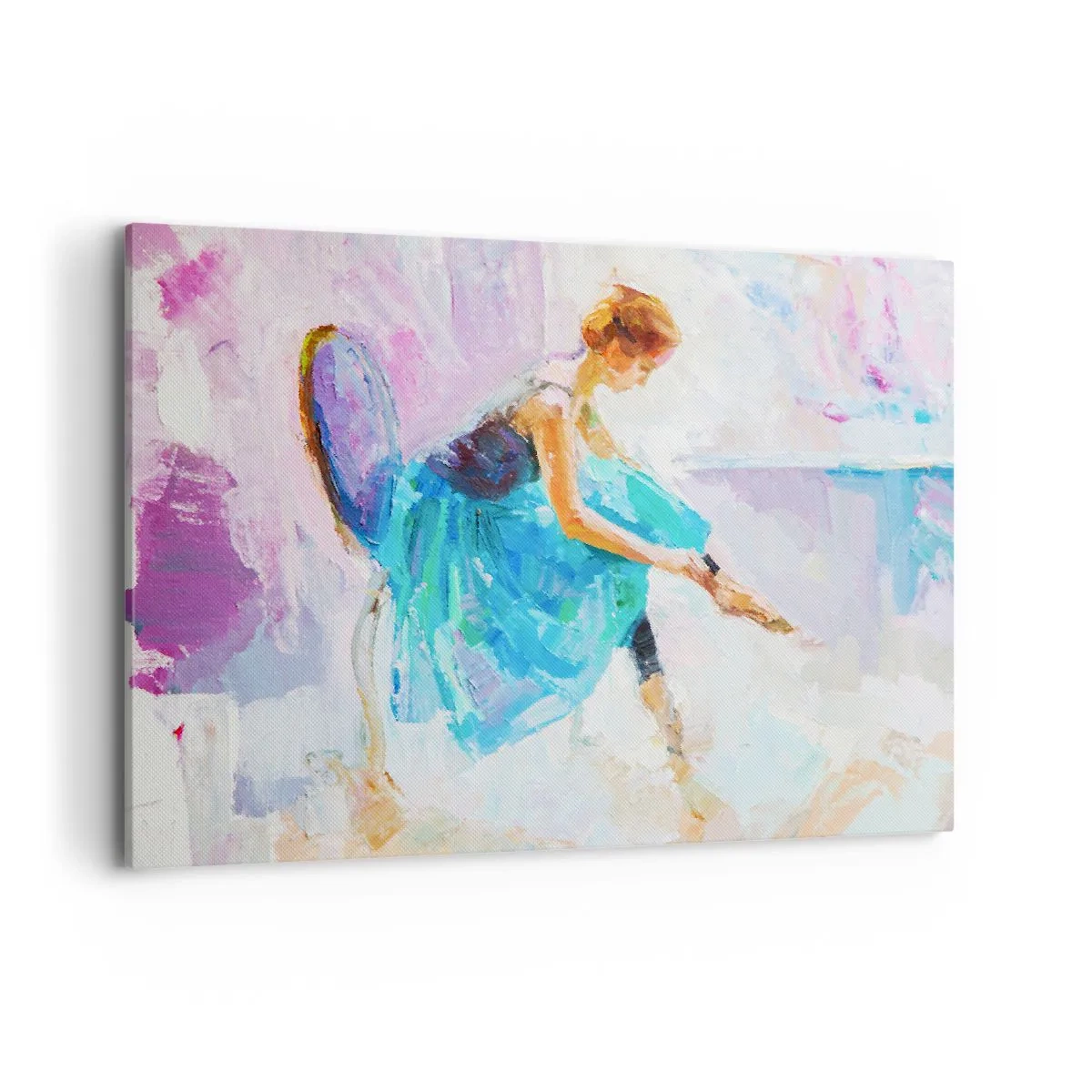 Quadro su tela - Stampe su Tela - Una ballerina si prepara a ballare in tonalità pastello. - 100x70cm - Grazia ineffabile, fascino sottile - Decorazione murale moderna per soggiorno e camera da letto ARTTOR