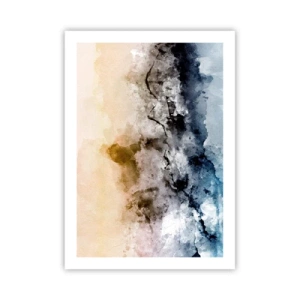 Poster - Composizione astratta nei toni del blu e del beige - 50x70cm - Immersi in una nuvola di nebbia - Decorazione murale moderna per soggiorno e camera da letto ARTTOR