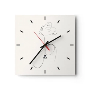 Orologio da parete - Orologio in Vetro - Schizzo del viso in stile minimalista su sfondo bianco - 30x30cm - Avvolta nei sogni - Decorazione murale moderna per soggiorno e camera da letto ARTTOR