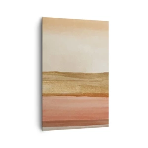 Quadro su tela - Stampe su Tela - Strisce astratte nei toni del beige, oro e rosa su tela - 80x120cm - Composizione verticale - Decorazione murale moderna per soggiorno e camera da letto ARTTOR