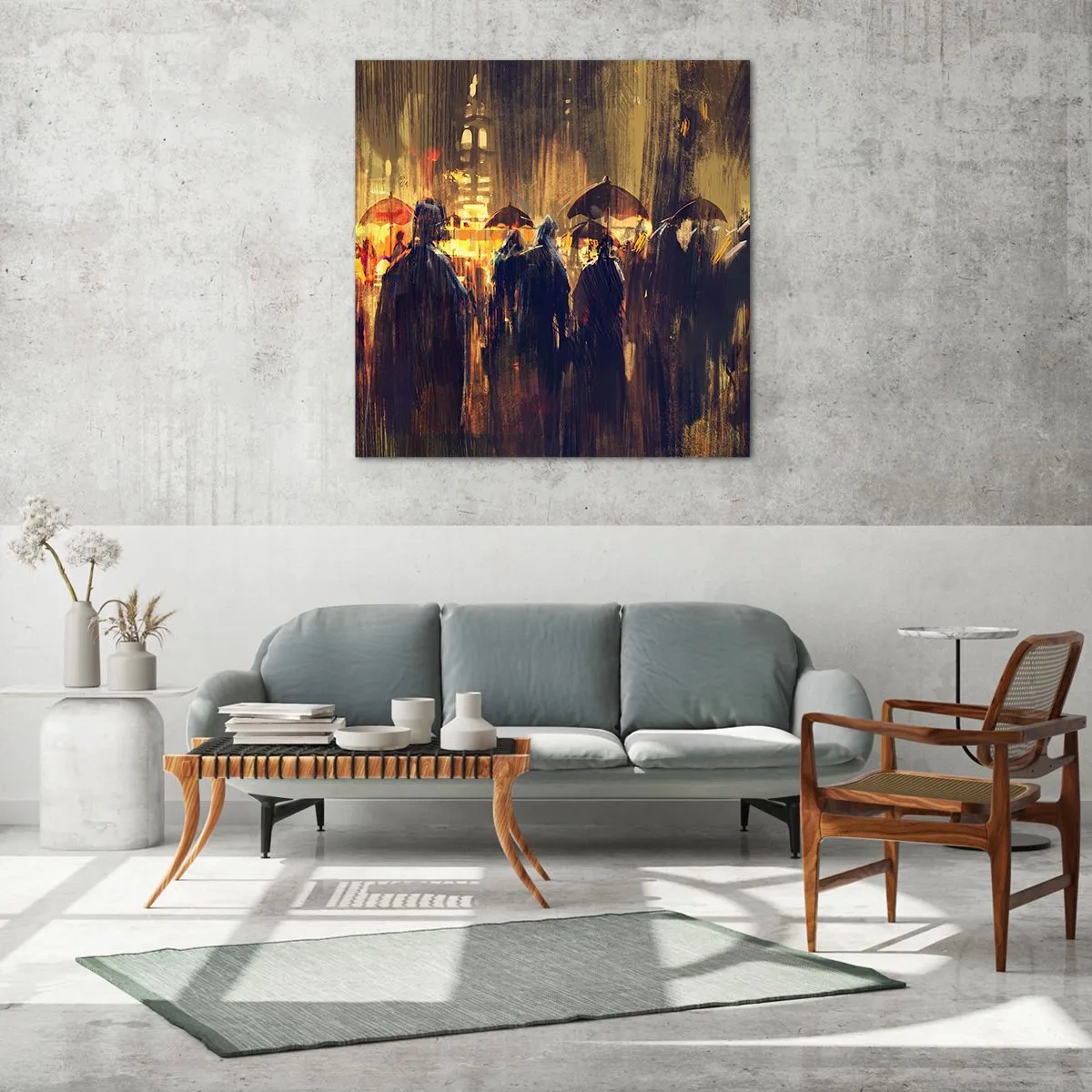 Quadro su vetro - Gli adoratori della pioggia - 60x60 cm