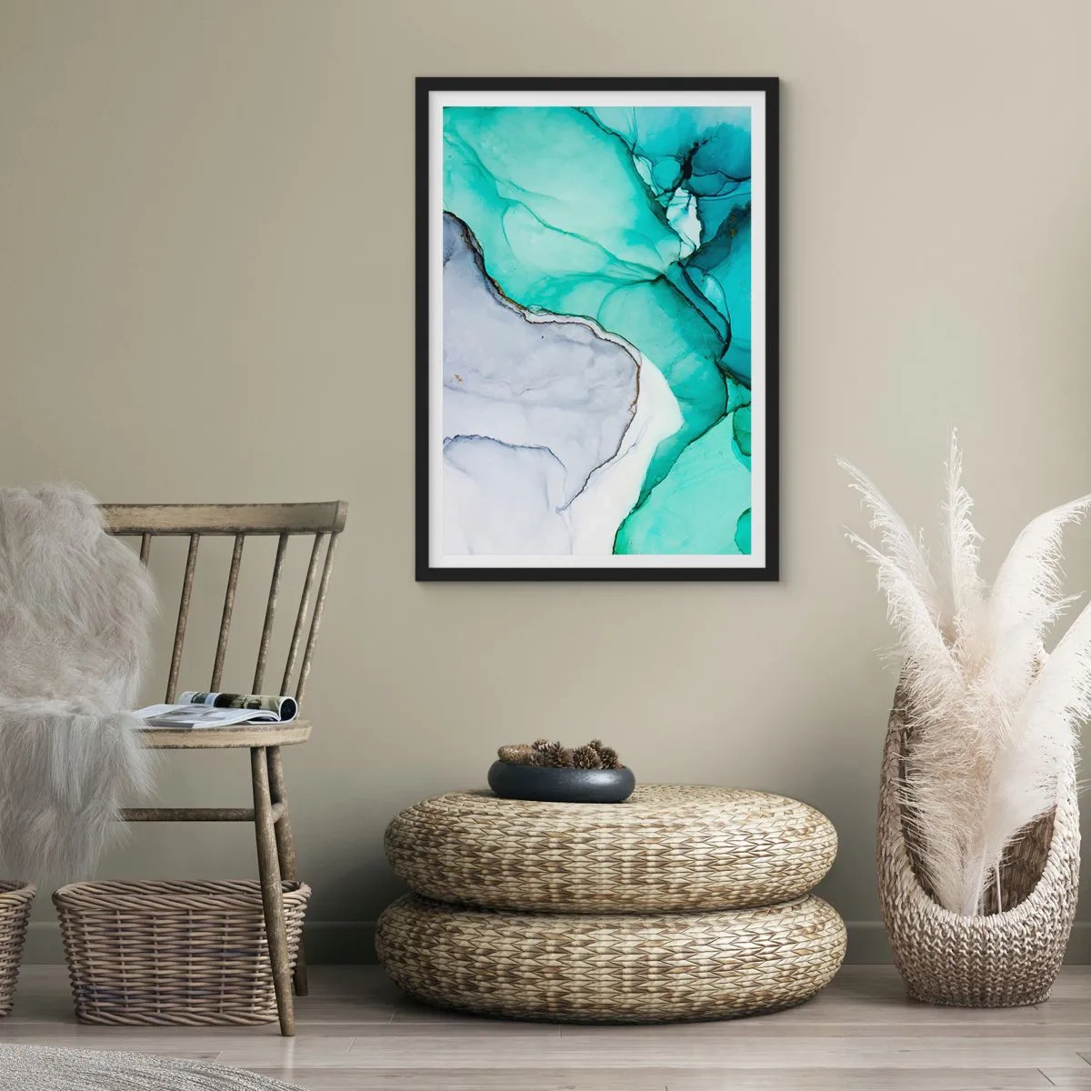 Poster in cornice nera - Studio in turchese - 40x50 cm