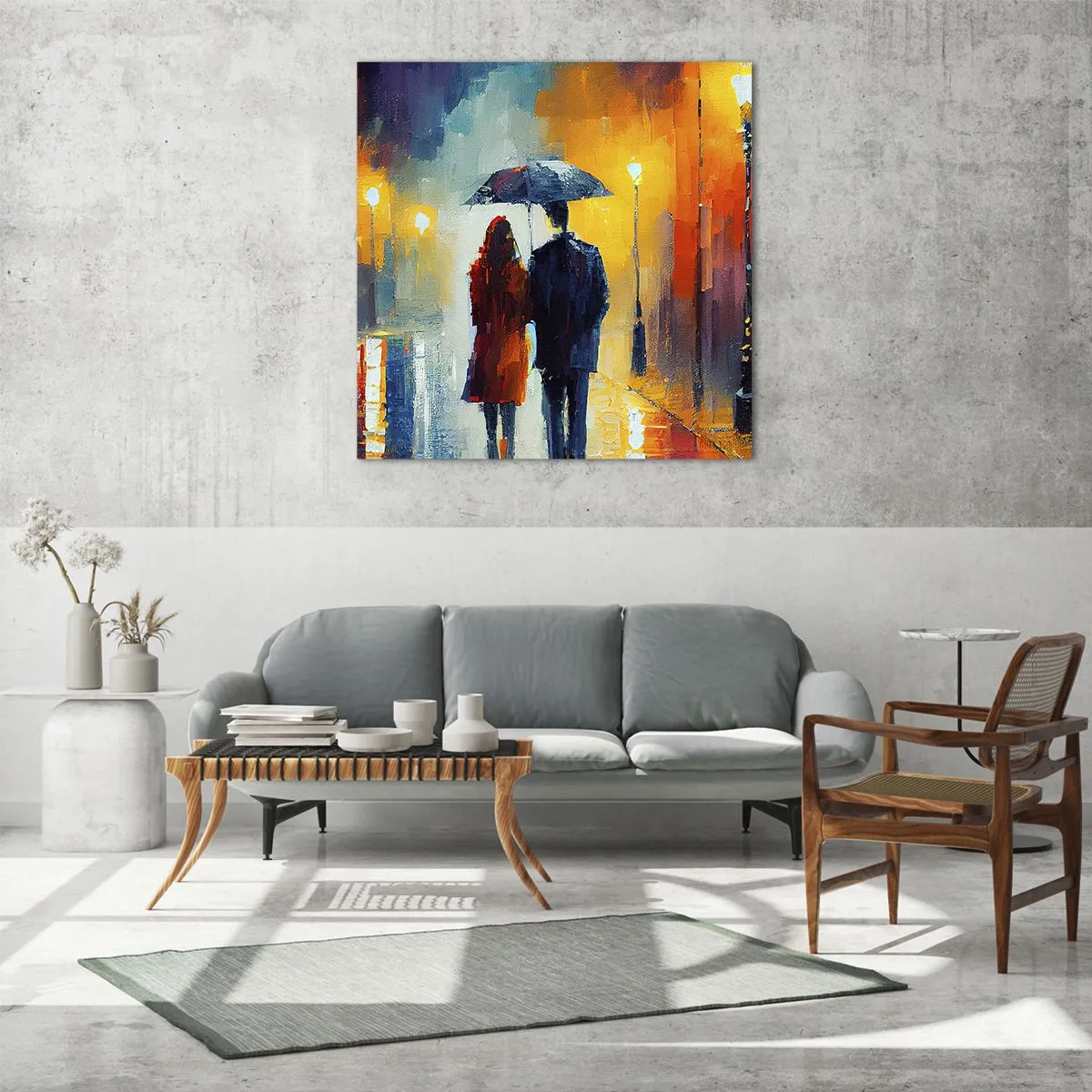 Quadro su vetro - Insieme la notte è colorata - 40x40 cm