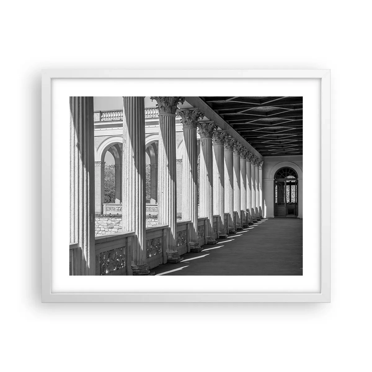Poster in cornice bianca - Portico soleggiato - 50x40 cm