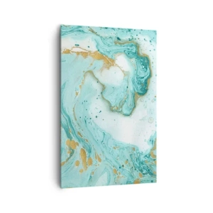 Quadro su tela - Stampe su Tela - Marmo turchese con accenti dorati in una composizione astratta - 80x120cm - La grande onda del periodo Edo - Decorazione murale moderna per soggiorno e camera da letto ARTTOR