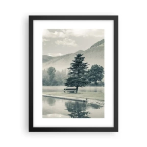 Poster in cornice nera - Il lago dorme ancora - 30x40 cm