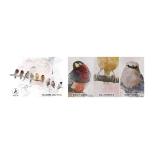 Campione di Fotomurale Premium Sand - Incontro alato - Uccelli, Natura, Grafica - 100x30 cm