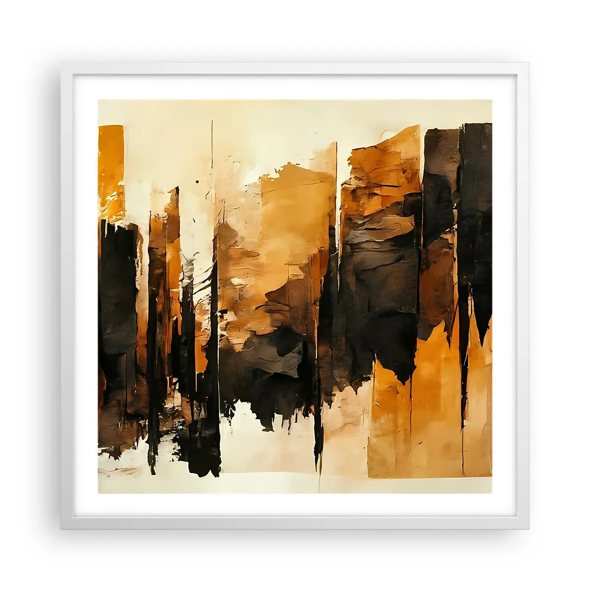 Poster in cornice bianca - Armonia di nero e oro - 60x60 cm