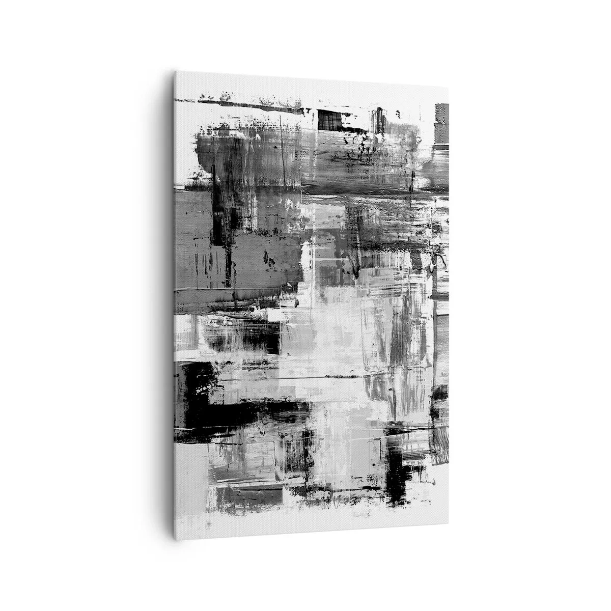 Quadro su tela - Stampe su Tela - Composizione astratta in nero, bianco e grigio - 80x120cm - Il grigio è bello - Decorazione murale moderna per soggiorno e camera da letto ARTTOR