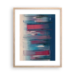Poster in cornice rovere chiaro - Composizione verticale in blu e rosso - 40x50 cm