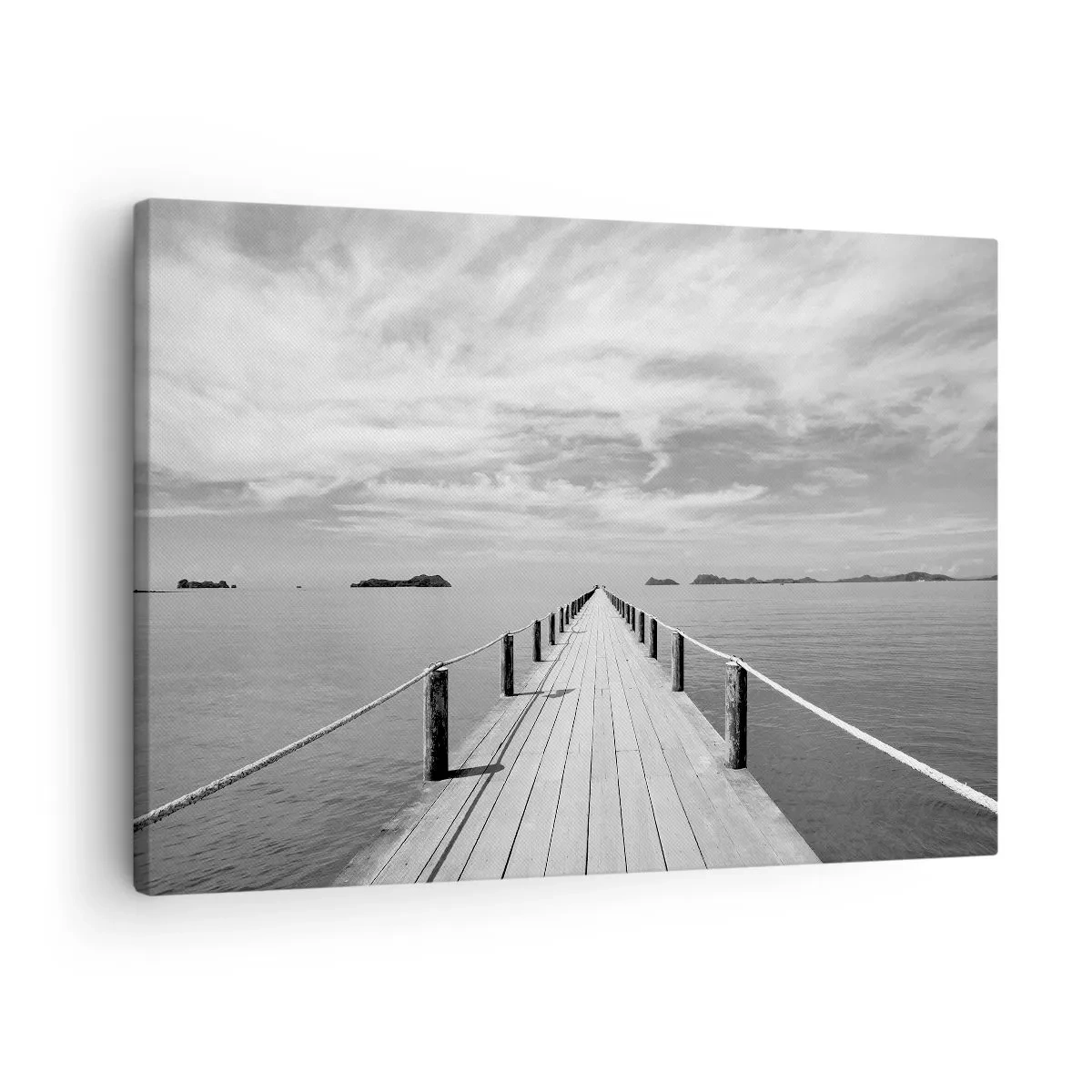 Quadro su tela - Stampe su Tela - Un molo di legno che si estende in lontananza sopra un mare calmo - 70x50cm - Forse un viaggio... - Decorazione murale moderna per soggiorno e camera da letto ARTTOR