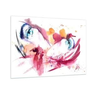 Quadro su vetro - Aspetto astratto con dettagli e figure colorate - 100x70cm - Insieme il mondo fiorisce - Decorazione murale moderna per soggiorno e camera da letto ARTTOR