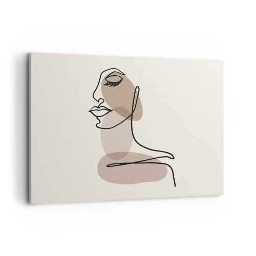 Quadro su tela - Stampe su Tela - Un profilo femminile in stile minimalista - 100x70cm - La linea sicura della bellezza - Decorazione murale moderna per soggiorno e camera da letto ARTTOR