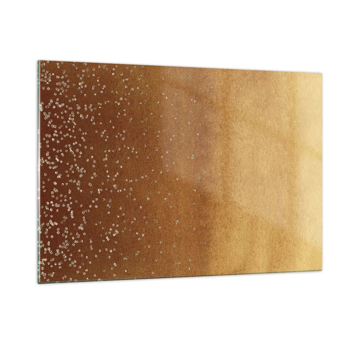 Quadro su vetro - Motivo astratto dorato con riflessi fini - 120x80cm - La nascita della luce - Decorazione murale moderna per soggiorno e camera da letto ARTTOR