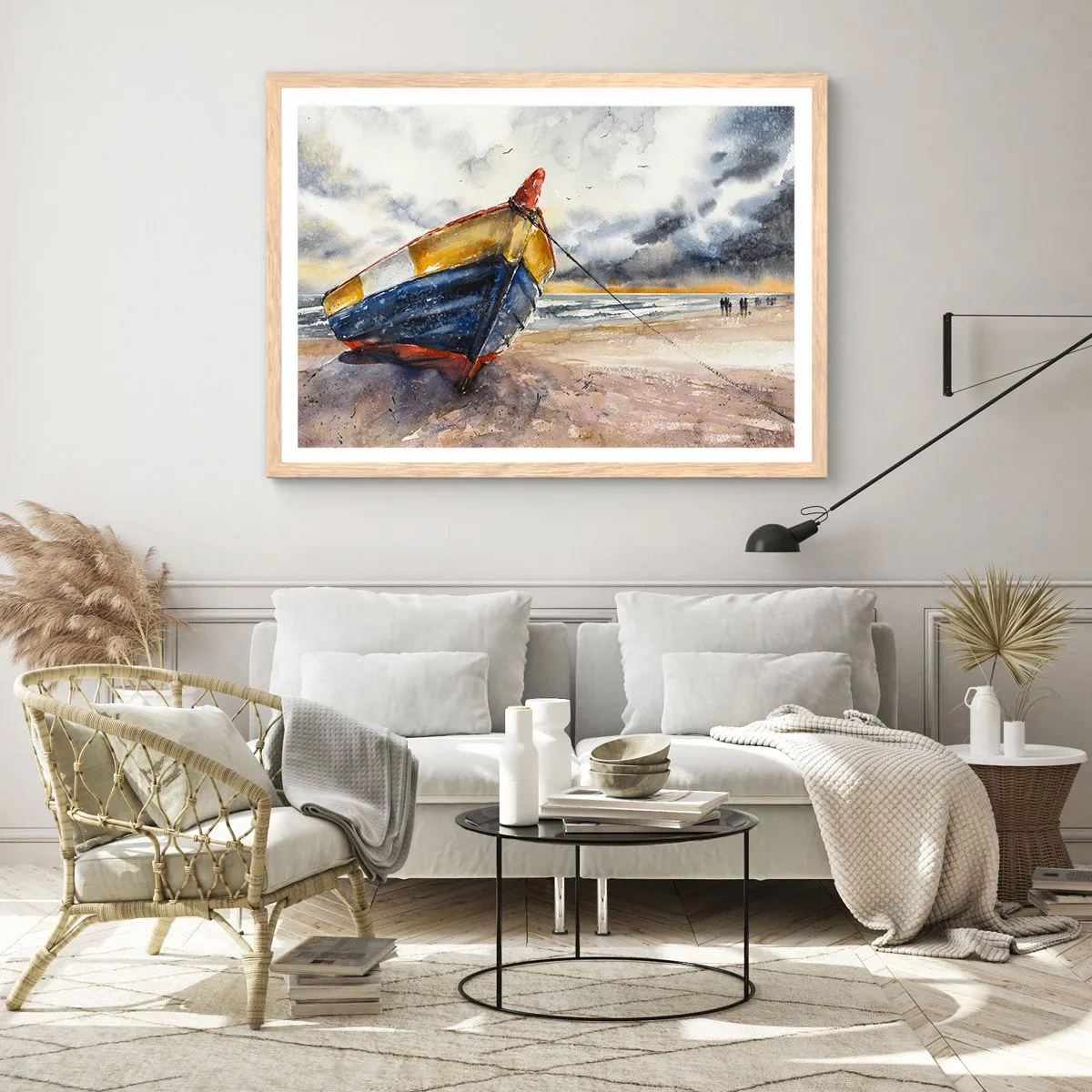 Poster in cornice rovere chiaro - Riposo sulla riva - 70x50 cm