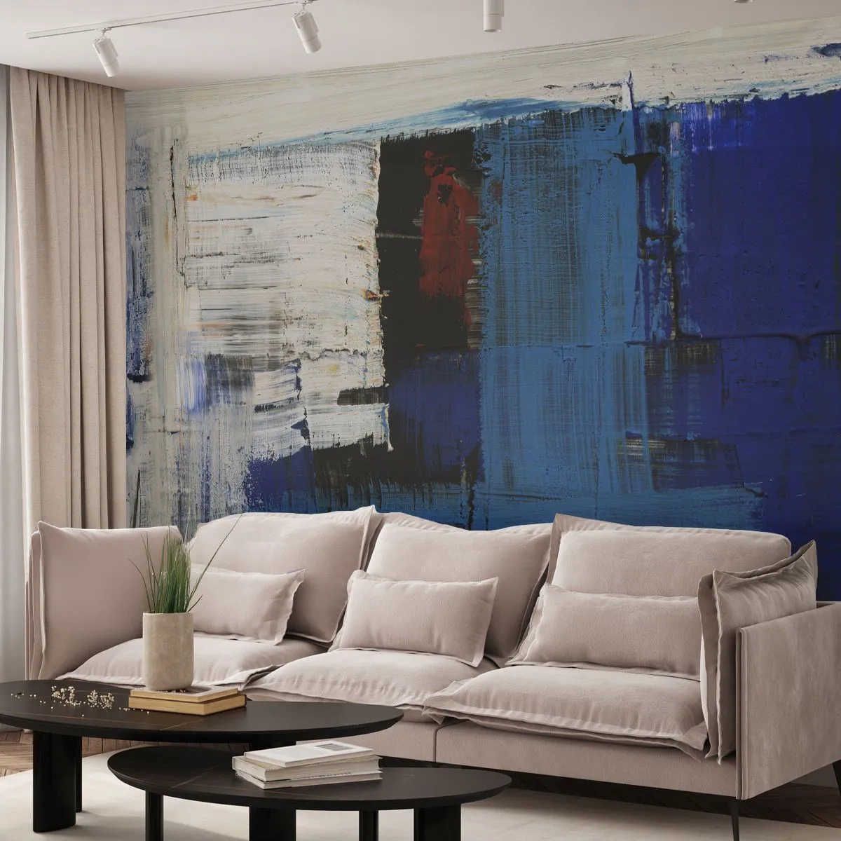 Fotomurali Premium Canvas - I segreti del blu - Astrazione, Pezzo, Modernità - 200x140 cm
