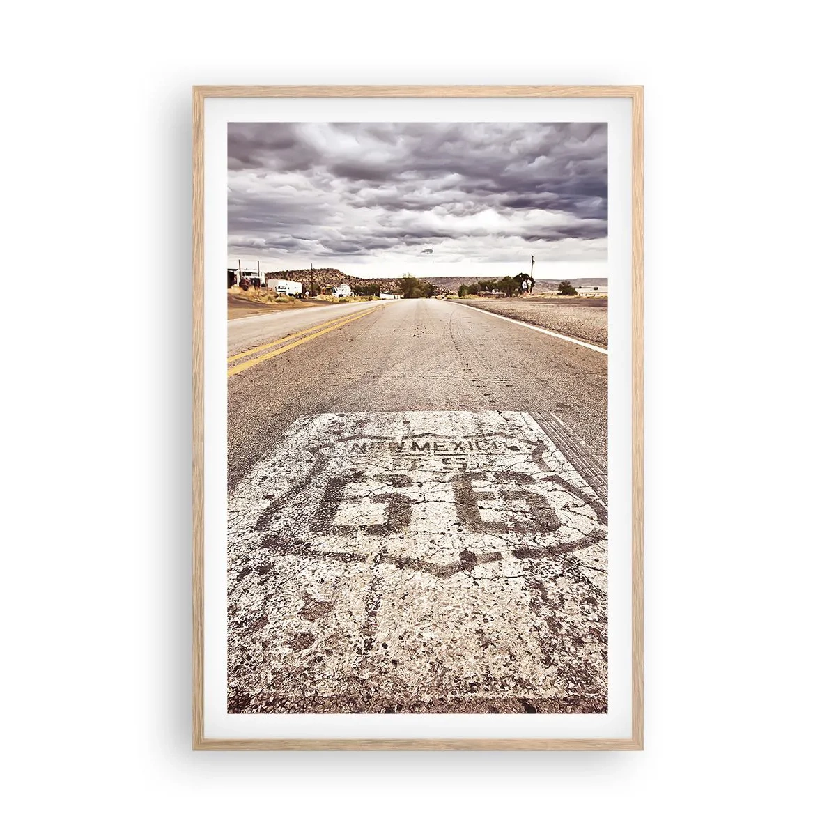 Poster in cornice rovere chiaro - La Route 66: una leggenda americana - 61x91 cm
