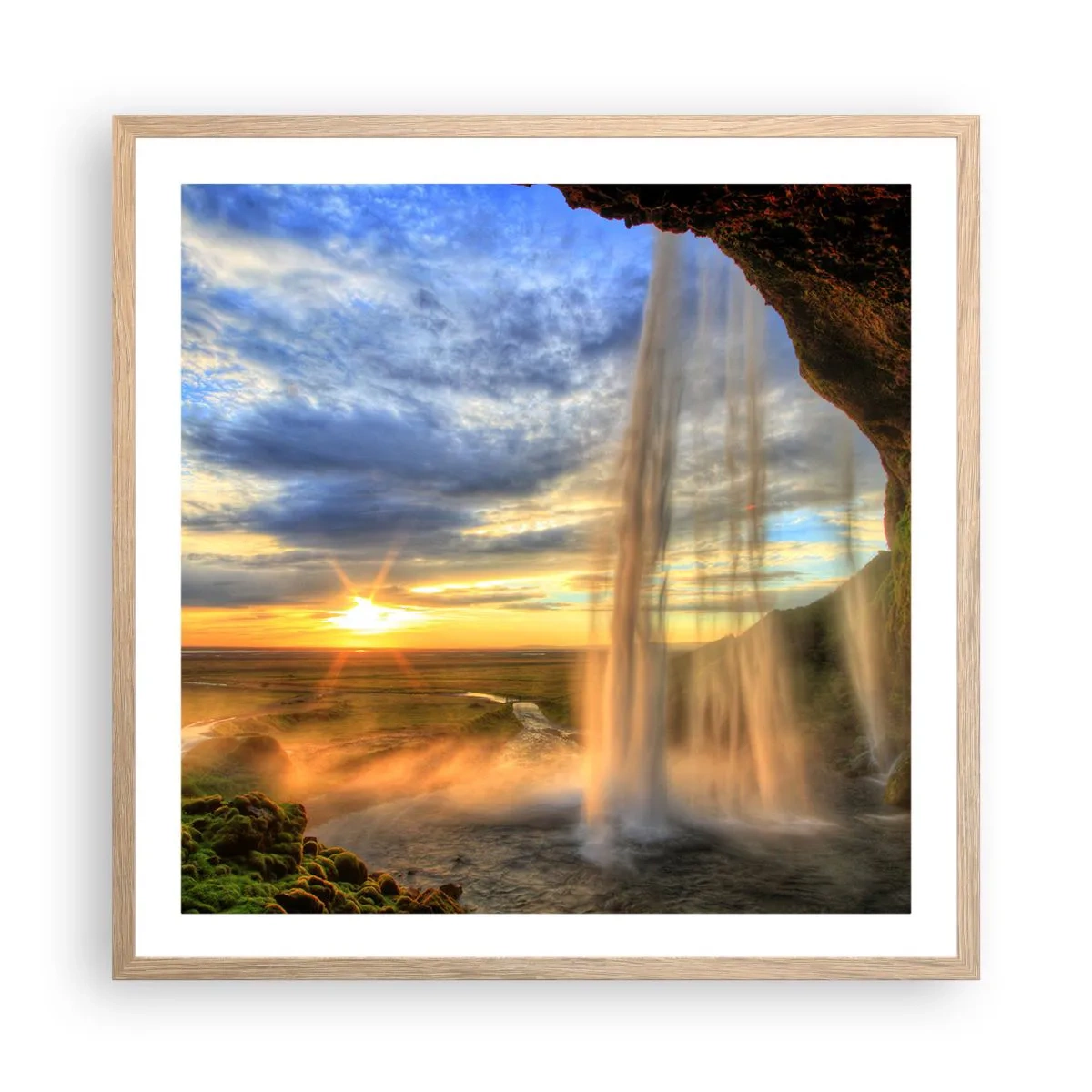 Poster in cornice rovere chiaro - Il mondo dietro una tenda di gocce - 60x60 cm