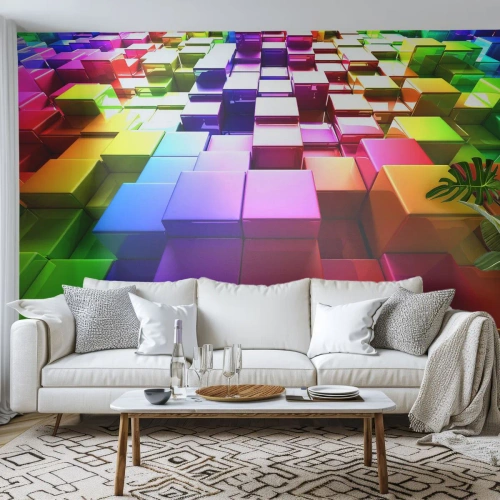 Fotomurali Autoadesivo Deluxe Sticker - Op Art insieme in squadra - Astrazione, Grafica, 3D - 100x70 cm