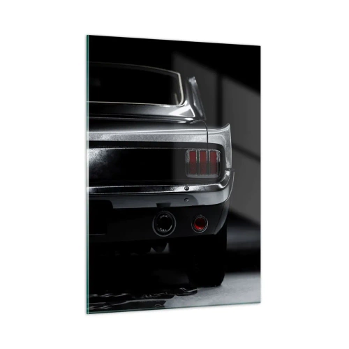 Quadro su vetro - La parte posteriore di un'auto d'epoca con interni scuri ed eleganti - 50x70cm - Il fascino del classico - Decorazione murale moderna per soggiorno e camera da letto ARTTOR