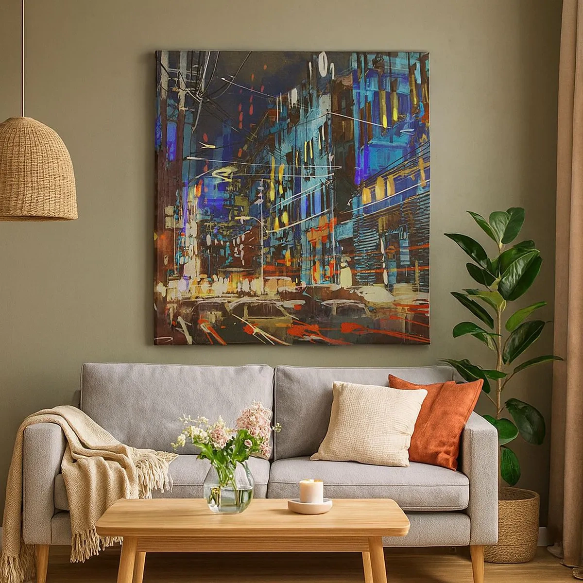 Quadro su tela - Stampe su Tela - Frastuono serale della strada - 30x30 cm