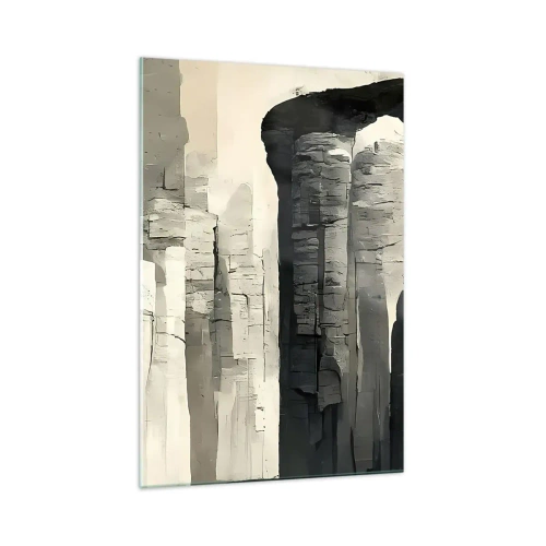 Quadro su vetro - Colonne storiche in un ambiente monocromatico suggestivo - 70x100cm - La maestà dell'antichità - Decorazione murale moderna per soggiorno e camera da letto ARTTOR