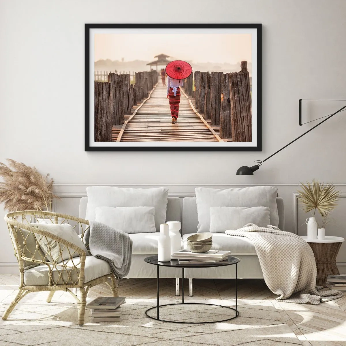 Poster in cornice nera - Sul vecchio ponte - 91x61 cm