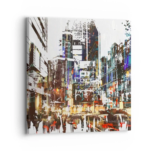 Quadro su tela - Stampe su Tela - Città lampeggiante - 30x30 cm