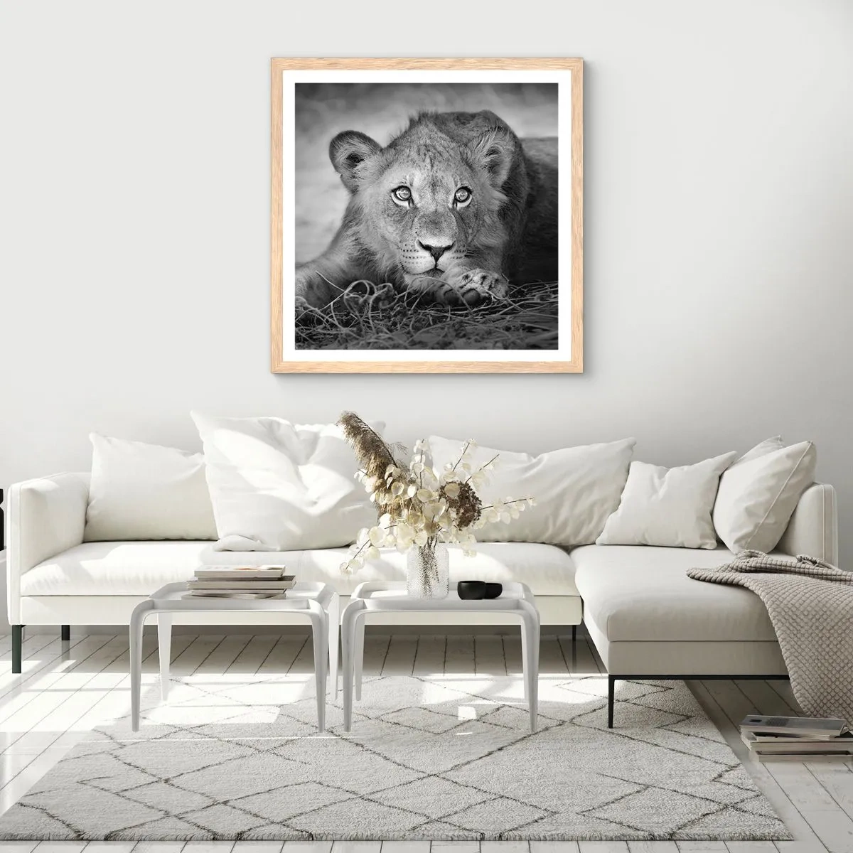 Poster in cornice rovere chiaro - Cucciolo reale - 40x40 cm