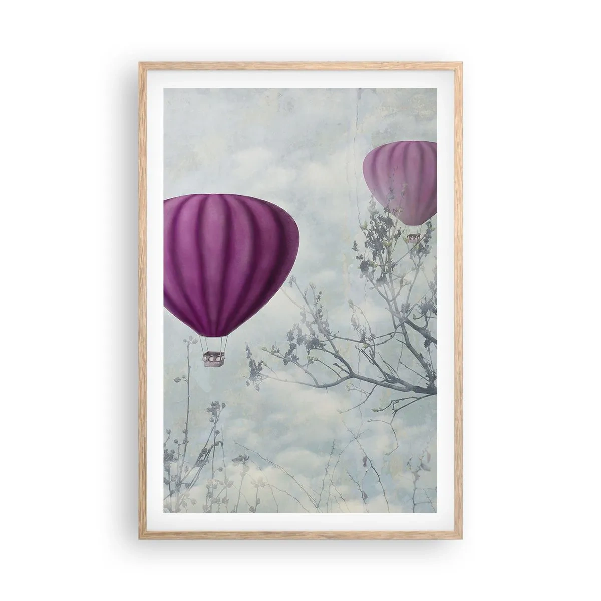 Poster in cornice rovere chiaro - Come navi nel cielo - 61x91 cm