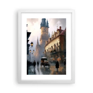 Poster in cornice bianca - Il fascino delle sere di Praga - 30x40 cm