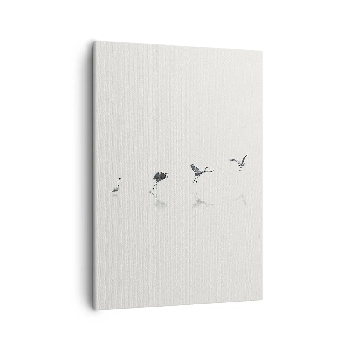 Quadro su tela - Stampe su Tela - Quattro sagome di uccelli riflesse nell'acqua calma - 50x70cm - Quattro semplici passi - Decorazione murale moderna per soggiorno e camera da letto ARTTOR