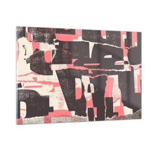 Quadro su vetro - Astrazione moderna in nero, rosso e beige - 120x80cm - Tutto il rumore - Decorazione murale moderna per soggiorno e camera da letto ARTTOR