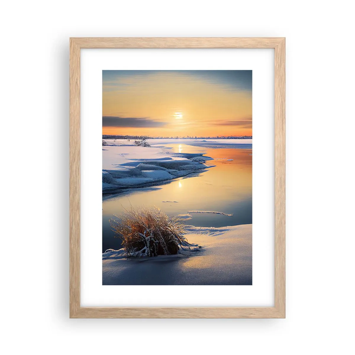 Poster in cornice rovere chiaro - Tramonto invernale - 30x40 cm