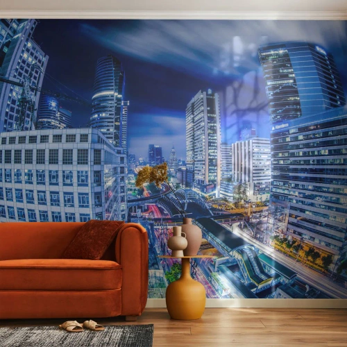 Fotomurali Autoadesivo Deluxe Sticker - Il ritmo notturno della città - Città, Bangkok, Architettura - 400x280 cm