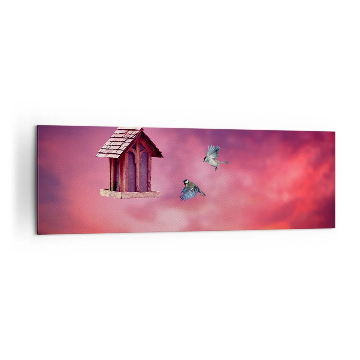 Quadro su tela - Stampe su Tela - Un paesaggio pittoresco con una casetta per gli uccelli e un tramonto - 160x50cm - Invito a cena - Decorazione murale moderna per soggiorno e camera da letto ARTTOR