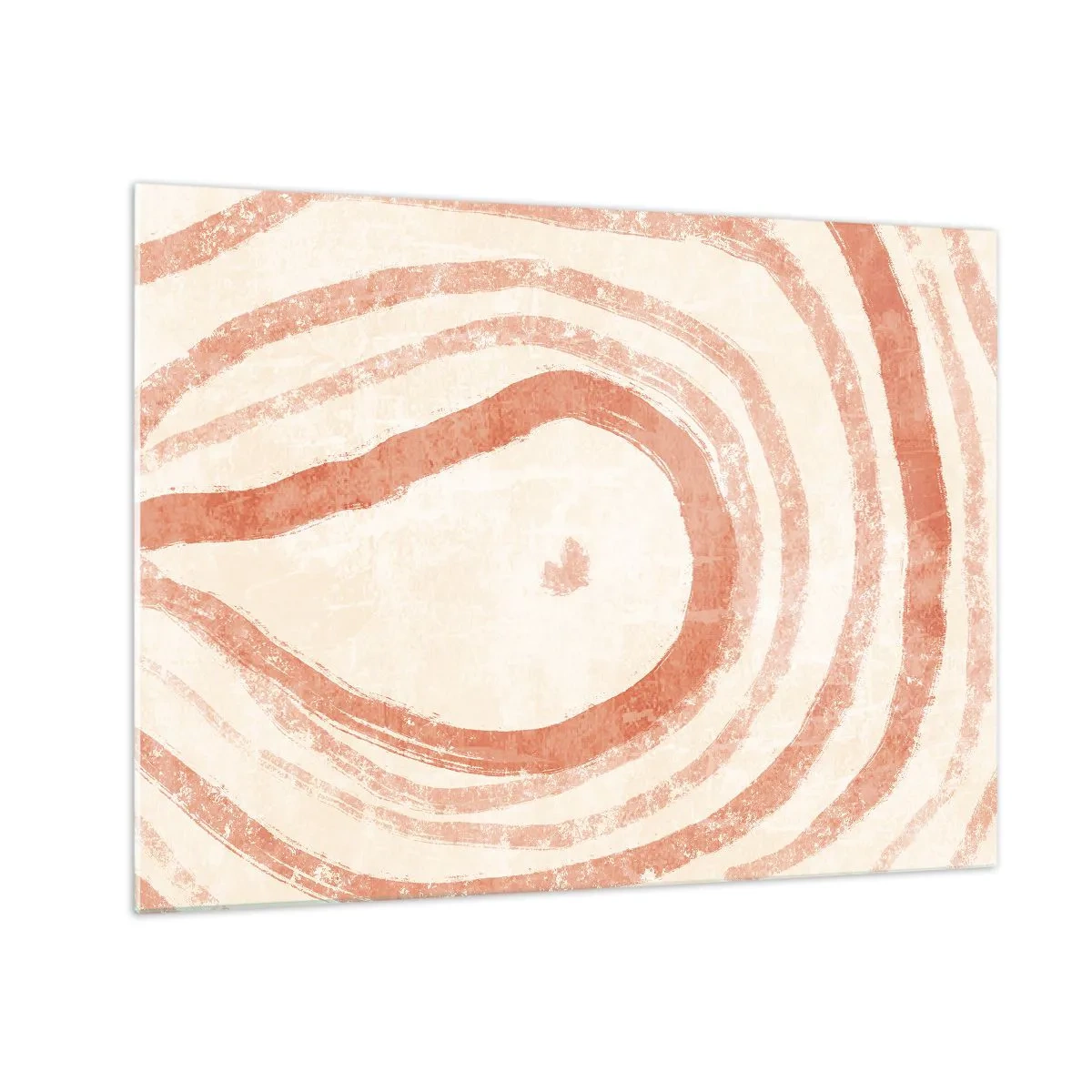 Quadro su vetro - Linee astratte di corallo a forma di cerchi concentrici - 70x50cm - Cerchi di corallo - Decorazione murale moderna per soggiorno e camera da letto ARTTOR