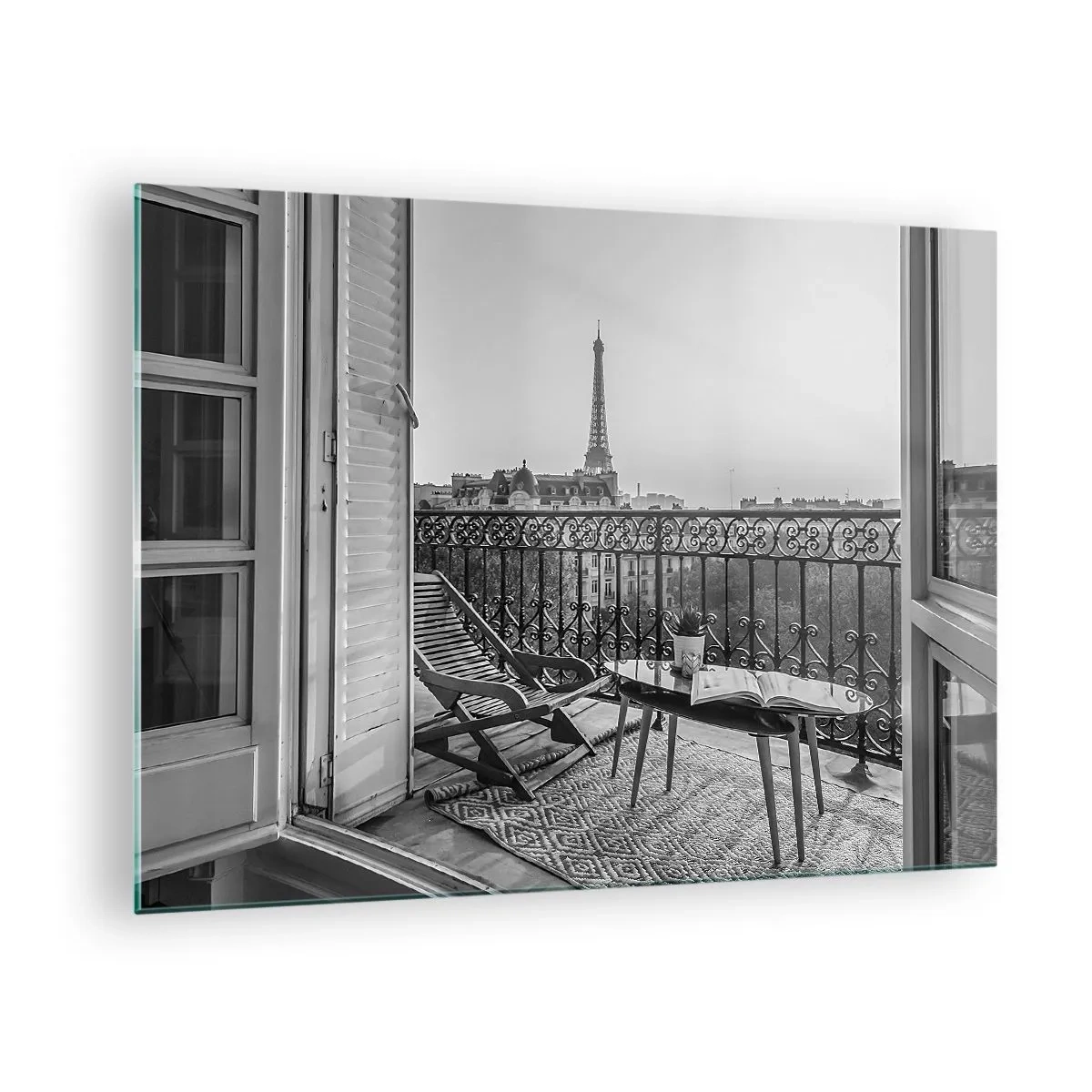 Quadro su vetro - Un pomeriggio parigino - 70x50cm - Pomeriggio parigino - Decorazione murale moderna per soggiorno e camera da letto ARTTOR