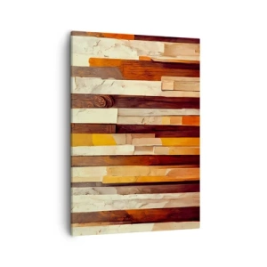 Quadro su tela - Stampe su Tela - Composizione geometrica nei toni del legno e dell'oro - 50x70cm - L'inno dei legni boschivi - Decorazione murale moderna per soggiorno e camera da letto ARTTOR