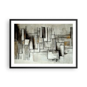 Poster in cornice nera - Rettangoli astratti nelle tonalità del grigio e del nero - 70x50cm - La forza della semplicità - Decorazione murale moderna per soggiorno e camera da letto ARTTOR