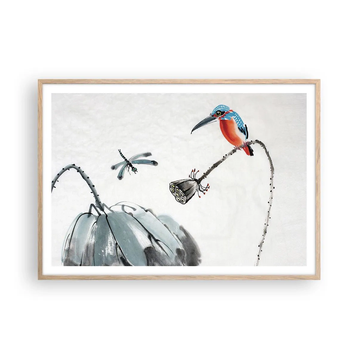 Poster in cornice rovere chiaro - La vita del prato - 100x70 cm