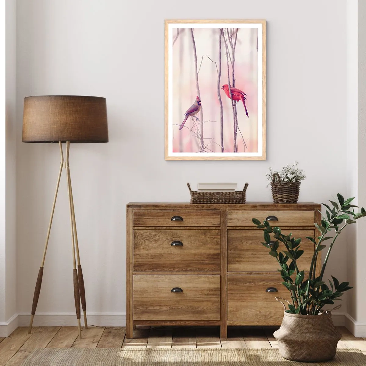 Poster in cornice rovere chiaro - Il racconto del bosco rosa - 61x91 cm