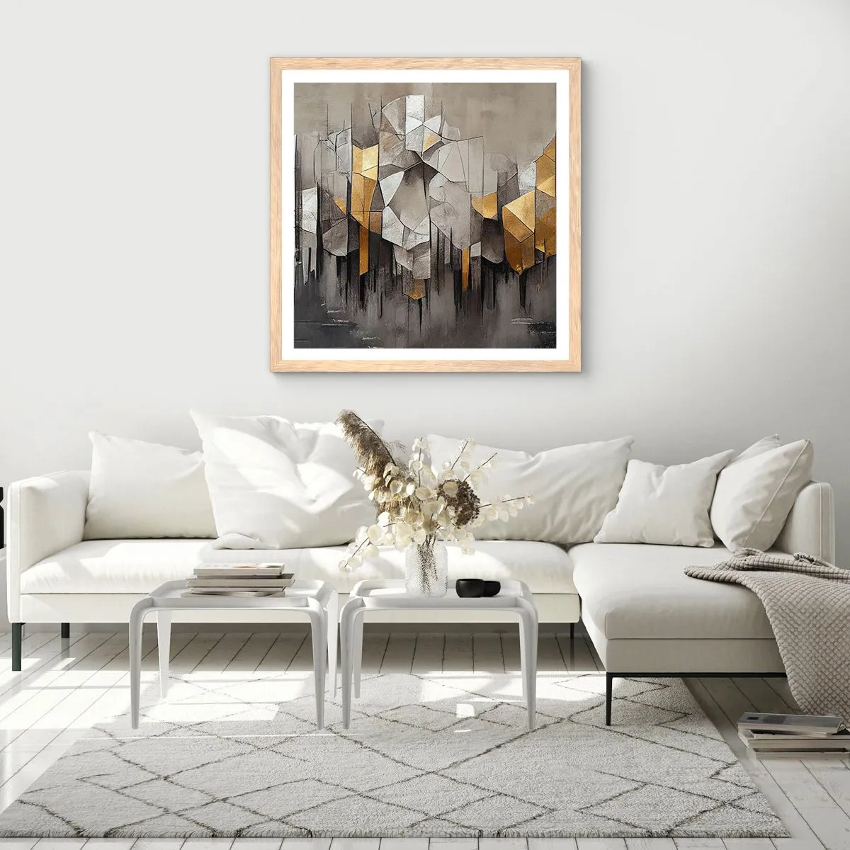 Poster in cornice rovere chiaro - Composizione di ghiaccio e luce - 60x60 cm