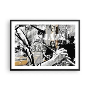 Poster in cornice nera - Scena jazz di New York - 70x50cm - Al ritmo di New York - Decorazione murale moderna per soggiorno e camera da letto ARTTOR