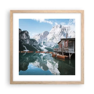 Poster in cornice rovere chiaro - Mattina cristallina sui monti - 40x40 cm