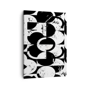 Quadro su tela - Stampe su Tela - Motivo geometrico astratto in bianco e nero con effetto vintage - 50x70cm - Il bianco è bianco, il nero è nero - Decorazione murale moderna per soggiorno e camera da letto ARTTOR