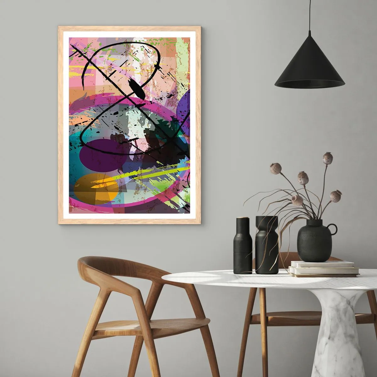 Poster in cornice rovere chiaro - Per la via diritta o tortuosa - 70x100 cm