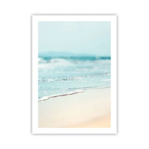 Poster - Una spiaggia dolce e onde calme dai colori pastello - 50x70cm - Calore e rumore - Decorazione murale moderna per soggiorno e camera da letto ARTTOR