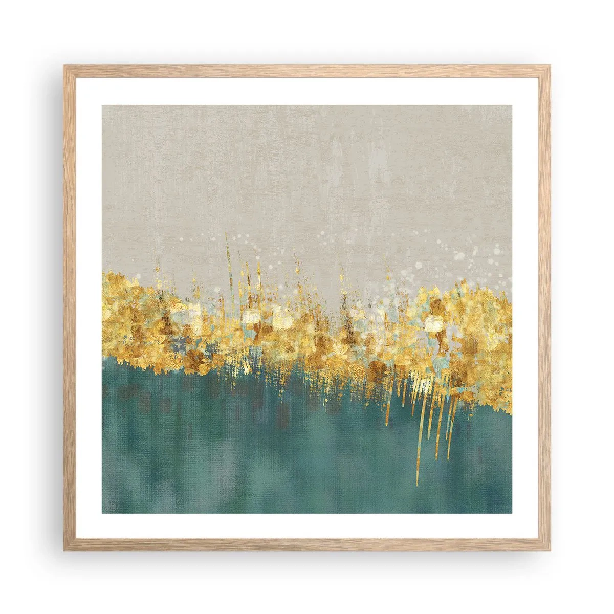 Poster in cornice rovere chiaro - Confine dorato - 60x60 cm