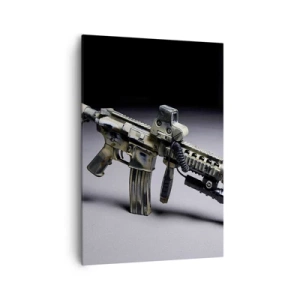 Quadro su tela - Stampe su Tela - Arma moderna in colore mimetico su sfondo scuro - 70x100cm - Sempre minaccioso - Decorazione murale moderna per soggiorno e camera da letto ARTTOR